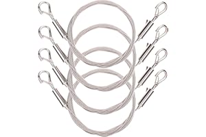 CTRUEE 4Pcs Adjustable Picture Hanging Wire, 2m x1.5mm Heavy Duty Picture Wire, Wire Ropes with Hooks, Stainless Steel Picture Hanging Chain for Hanging Mirrors Photo Frames Hold Up to 44lb/20kg (4 Piece)