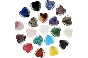 GOTFUN 20 Stück Kristalle Steine Herz Stein, Bunte Steine Heilung Kristall Edelsteine Set, Glückssteine für Kinder, Rosenquarz Amethyst Herz Liebe Steine für Meditation Chakra Reiki Energieausgleich