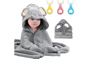 PANYI Babyhandtuch mit Kapuze Einzigartiges SaugfäHiges Tier Design Handtuch Baby Handtuch Superweiches, Super SaugfäHiges Babyhandtuch fur Die Badezeit Von Babys Im Alter Von 0–3 Jahren (Grau)