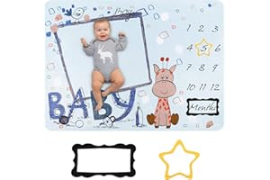 HALOVIE Coperta Mesi Neonato Coperta Milestone in Flanella per Foto Sfondo Fotografia Neonato Regalo per Baby Shower 130 x 100 cm