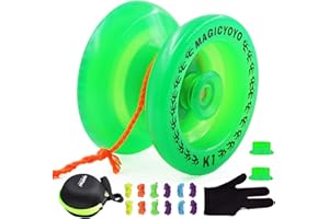 MAGICYOYO K1 Yoyo Glow in The Dark, Pro Responsive Yoyos dla dzieci i dorosłych, początkujących, nastolatków jo-jo, sztuczki na palec, świecące tworzywo sztuczne jo-jo z rękawicą + etui + struny 12 Yo