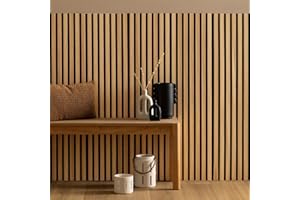 WEB2O Deko-Wandpaneele, Akustik, Holz, 120 x 30 cm – (120 x 120 cm) – Eicheneffekt, 4 Stück