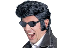 Widmann E6096 - Peruka Rock'n'Roll, czarna, Presley wygląd, lata 50te peruka, karnawał, impreza tematyczna