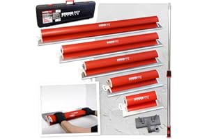 STREND PRO Flächenspachtel Set PREMIUM V2 | inkl. Fassadenspachtel 1000mm, 800mm, 600mm, 400mm, 250mm Glättspachtel, Teleskopgriff, Transportkoffer | PROFI Z Spachtel Set für Trockenbau, Verputzer