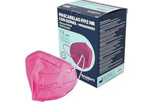 Radex 85005254. Caja de 25 Mascarillas FFP2, Rosa Fucsia, 5 Capas, CE 2841, Hecha en España, 160x108mm