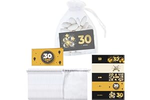 NAÏZAYA Sacchetti in Organza con Bigliettini - 50 Sacchettini Portaconfetti Compleanno per Bomboniere 30 Anni Ragazza Ragazzo - 50 Bigliettini per Cerimonie Originali - Idee Regalo Compleanni Uomo Donna