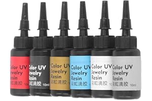 HUAIRDUM Resina per Gioielli UV, Resina UV, Colori Vivaci, Ampia Applicazione, facilità d'uso per l'artigianato (Set D (bianco, argento, oro, nero, rosso, azzurro))