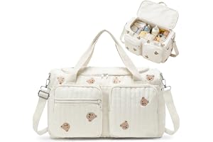 Aucuu Skötväska, babyväska, mammaväska, klinikväska för födseln, broderi, stor mammaväska, väskor med handtag, bärbar, resväska skötväska, barnvagn för sjukhus, resor, barnvagn