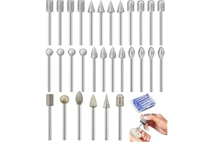 Nadisean 26 Stück Diamant Fräser Set, 80/150 Grit Diamant Frässtifte Schleifstifte, Kompatibel Diamantfräser-Set mit 1/8 Zoll Schaft für Stein, Keramik, Glas, Schnitzen, Schleifen, Polieren, Holz