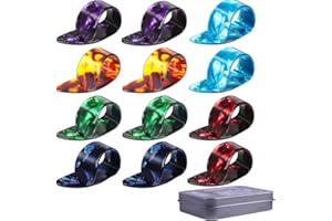 FAVSON Rechter Daumen Pick-12PCS Celluloid Finger Pick-geeignet für Gitarre, E-Gitarre, Bass usw.