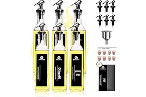 SAEIV Ölflasche mit Ausgießer 6 Set, Ölspender Glas Verdickt, Ölflaschen zum Befüllen 250 ml, Essig und Ölflaschen Set, Olive Oil Dispenser mit Korken, Etikett, Stift, Trichter