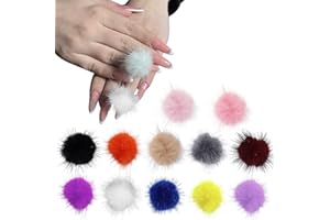 LIONVISON Soffice Palla di Peluche con Pom per Unghie, 24 Pcs 3D Peluche per Unghie Palline in Pelliccia Sintetica 12 Colori Morbido Pom Rimovibile Magnetico Nail Art fur Pom Nail per Nail Art