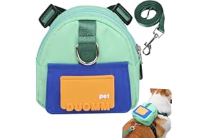 PETCUTE Hunderucksack Geschirr für Hunde,Hunderucksack mit Leine,Haustiergeschirr mit Kotbeutelspender,Hunde-Satteltasche,Verstellbare Welpengeschirr-Rucksack für Wandertraining und tägliches Gehen