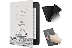 ERUNTO Etui na Kindle Paperwhite 6,8" (11. generacja w 2021 r.), etui z TPU z fakturą tkaniny i paskiem na plecach, etui magnetyczne z funkcją inteligentnego budzenia/uśpienia(Sailboat)