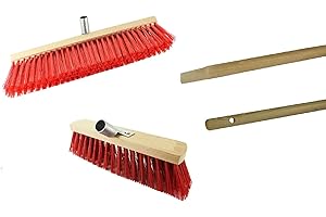 MKK Straßenbesen Industriebesen Besenstiel Saalbesen Hofbesen 30 40 50 60 cm Stiel Holz - VONLIS Besen 80 cm