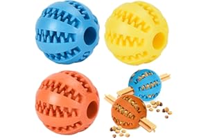VMINOG 3 Stück Hundeball mit Zahnpflegeb, Snackball Futterball Hund Ø 6cm, Wurfball Hunde Futterball Futterspielzeug Hund, Hunde Lernspielzeug für Große&Kleine Hunde, Kauspielzeug aus Naturgummi