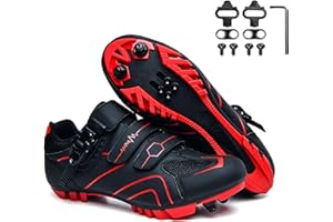 Surwin Chaussure VTT Homme,Chaussures de Cyclisme Antidérapant et Respirant, Chaussure VTT Sneakers Femme, Accessoires Sport Extérieur Intérieur, avec 2 Pointes Antidérapantes