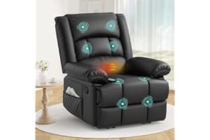 sisolos Recliner Armchair for Adults, Recliner Chair with Massage & Heat, Padded Armrest Adjustable Legrest Backrest, Manual Lazy Boy Reclining Chair for Living Room Sofa Chair with 2 Side Pockets