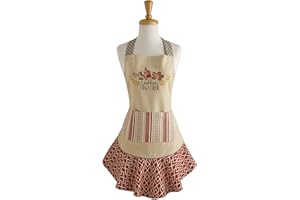 DII Damski fartuch kuchenny na jesień i Święto Dziękczynienia, regulowane długie krawaty w talii, zbierzcie się razem