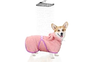 WUFANC Albornoz para Perros y Gatos, con Capucha, Muy Absorbente y de Secado rápido, para Todos los Gatos y Perros, Toalla para Perros, Color Rosa Suave, Cinco tamaños (XS)