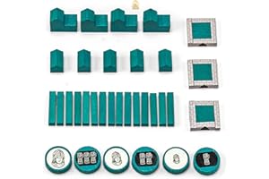 Waldfelsen® Holzfiguren: 4 Städte, 5 Siedlungen, 15 Straßen, 6 Ritter und 3 Stadtmauern geeignet für Die Siedler (Farbe: Türkis)