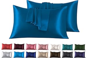 FARFALLAROSSA Set di 2 Federe in Raso 50 x 80 cm Blu Marina, Federa Cuscino Letto Morbida e Setosa al Tatto, Chiusura a Busta, Antiacaro e Ipoallergico, Protezione Capelli e Pelle & Antirughe