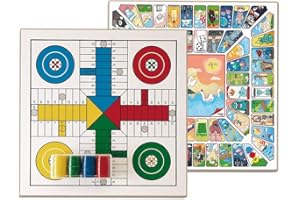 Cayro - Tablero Parchís y Oca - Tablero de Madera - Juego de Mesa Familiar - Fácil de Transportar - Diversión Garantizada