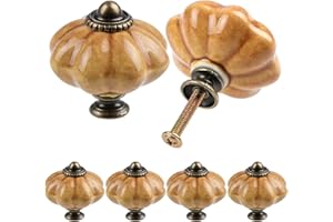 TsunNee 6 sztuk ceramicznych gałek do szafek, eleganckie uchwyty do szuflad, antyczna dynia, uchwyty do szafek kuchennych, okrągłe gałki do drzwi meblowych