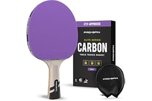 PRO SPIN Kij do tenisa stołowego z technologią Pro Carbon Fibre | fioletowa edycja limitowana kolor, zwiększona kontrola, obracanie i moc, kij do ping ponga na poziomie wydajności, z gumowym