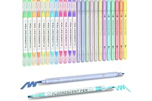 EOOUOOIP Evidenziatori, Penna Evidenziatori Pastello a 24 Conteggi per Bibbia, Evidenziatori Colori Assortiti con Retro Grande di Pennarelli Fluorescenti No Bleed per Colorare, Sottolineare, Ufficio Studente