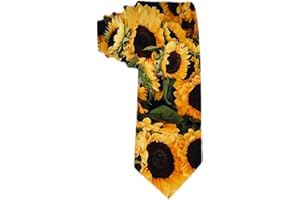 SARA NELL Handmade Ties for Men:Skinny Woven Slim Tie Mens Ties-Thik Necktie Sunflowers Yellow Neckties for Every Outfit, White, One size