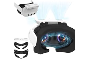 RCSTYLE Hibloks Masque de ventilateur de refroidissement pour Meta/Oculus Quest 3 accessoires, fait circuler la ventilation pour éliminer la buée sur le verre (coton de soie glacée respirante) 3 en 1 avec
