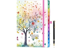 ZXHQ Agenda 2025-2026 Settimanale A5, Diario Settimanale e Mensile per la Scuola 2025/26, con Linguette Mensili Colorate, da Agosto 2025 a Luglio 2026, con Set di Penne e Tasca Interna - Albero della Vita