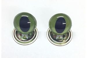 CELLOEXPRESS Pack of 1 Pair - GREEN CATS Crystal Eyes with Metal Backs - 12mm - Safety Eyes for Soft Toys or Teddy Bears