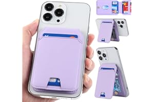 CAVOR Magsafe Wallet iPhone 15/15 Pro/15 Pro Max/14/14 Pro/14 Plus/14 Pro Max,Leder Magnetischer [5 Kartenfächer] Ständer Kartenhalter für iPhone 13/13 Pro/12/12 Pro/12 & 13 Pro Max - Lila