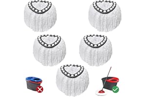 Jikefa 5PCS Mop Replacement Heads Compatible with Vileda 1 Tank System, Microfiber Spin Mop Refills, Machine Washable Easy Cleaning for Various Floors