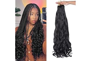 Xtrend pré-étiré de tresses bouclées françaises 18 pouces 8 packs Bouncy Wave Braidage Hair Water Cadre Yaki Texture Synthétique Curls français pour femmes Extensions de cheveux noirs (18 pouces, 1b#)