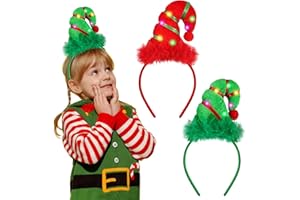 APODESS Weihnachts haarreif beleuchtete Stirnbänder mit LED 2stk Haarreif Weihnachten Led Weihnachtself Kostüm Leuchtender Weihnachts Haarschmuck Leucht Weihnachtshaarreifen