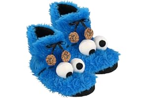 United Labels Sesame Street - Zapatillas de estar por casa con diseño de monstruo de las galletas en 3D, color azul