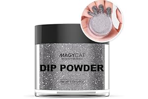 MAGYCAT Dip Powder Light Black Glitter Color 1 Oz/28g Nail Dipping Powder French Nails Art Starter Manicure DIY Salon Home Gift for Women,No Need Nail Lamp Cured