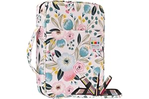 OVAKIA Grande Capacité Trousse Scolaire pour Crayon de Couleur 220, Étui à Crayons Art Sac Rangement pour Artiste Peinture Palette Couteaux, Pinceau Aquarelle, Outils DIY(la Fleurs)