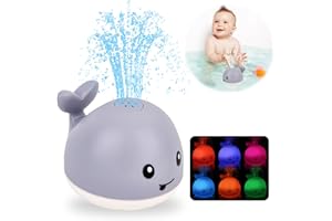 VI AI Jouets de bain pour bébé améliorés, jouets de bain lumineux pour bébé, jouet d'arrosage à LED avec baleine