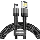 Baseus Cafule Special Edition, USB-A &amp; Lightning 2.4 A Şarj &amp; Data Aktarım Kablosu,1 Metre, Gri - Siyah, &lrm;CALKLF-GG1