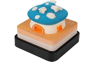 TOABOA Schreibtisch kalender mit Lichtern 2024 3D Memo Pad Kalender 2024 Kreative Tischkalender Schreibtischkalender 2024 3D Geschenk für Halloween Weihnachten Erntedankfest (Blauer Pilz)