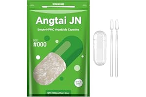 ANGTAI JN Empty Capsules Size 000, 1000 Count DIY Clear Vegetarian and Vegan Pill Empty Capsules,with Capsules Filling Kit,Kosher,ISO9001,Gluten Free, Halal Certified,Non-GMO Certified
