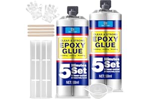 DECORROM Pegamento Epoxi de 2 Componentes - 100ml Adhesivo Epoxi Extra Fuerte y Transparente de Secado Rápido en 5 Minutos - Ideal para Reparaciones en Plástico, Cerámica, Madera, Metal, Baldosas y Más