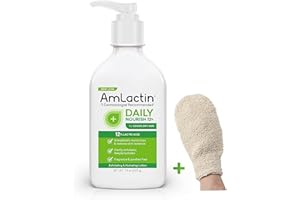 LUXPAKS Badehandschuh gebündelt mit Amlactn Feuchtigkeitslotion – Peeling-Körperlotion mit Milchsäure für glatte, hydratisierte Haut