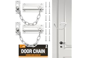 SOL 2pk Chrome Door Chain Kit – Restrictor for Front Door – Heavy-Duty Door Safety Chain Lock for Home Security, Added Protection, Peace of Mind, Durable Metal Construction, and Easy Installation