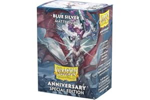 ‎DRAGON SHIELD Dragon Shield Matte Dual Standard Size Card Sleeves 25th Special Edition Pack of 100, Smooth and Durable Premium TCG Sleeves, Compatible with Pokemon, One Piece & Magic The Gathering, Blue/Silver