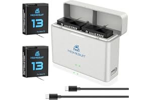 Homesuit Hero 13 Akku 2300mAh und Doppelte Aufladung USB LED Ladegerät Kit für GoPro Hero 13 Black Enduro Wiederaufladbarer Akku mit Typ-C PD3.0 (2er-Pack)
